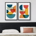 thumbnail image 3 of IDEA4WALL Framed Canvas Print Wall Art Set of 2 Mid-Century Multicolor Semi-Circle Collage Geometric Abstract Modern Art Contemporary Artwork for Bedroom, Office - 16"x24"x2 Panels Black, 3 of 5