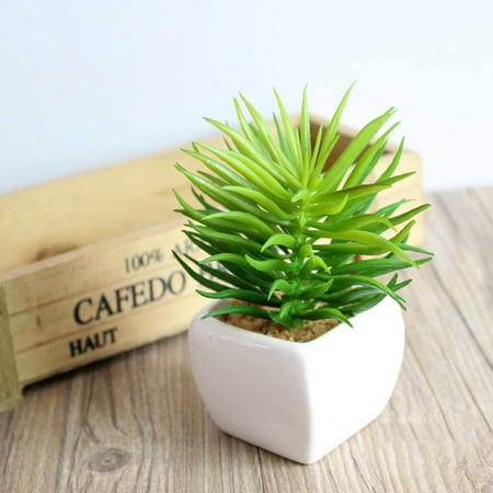 Fake Plants In Pots Green Artificial Plant Simulation Fake Potted Bonsai Tree in Pots Small Artificial Plant and Trees Garden Home Office Desk Decorations for Indoor Outdoor Decor ()