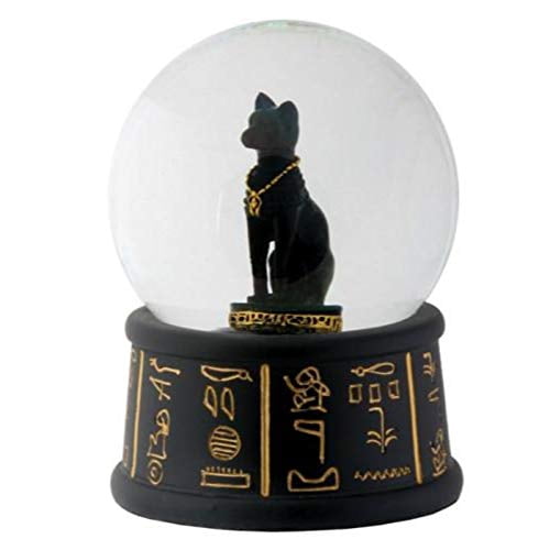 YTC 3.5 Inch Cold Cast Resin Egyptian Bastet Water Snow Globe Figurine