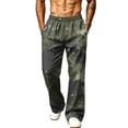 thumbnail image 2 of Hsovts Men's Athletic Open Bottom Relaxed Fit Camo Sweatpants Loose Casual Elastic Waist Drawstring Athletic Fashion Sweatpants Workout Pants with Pockets Army Green 2XL, 2 of 7