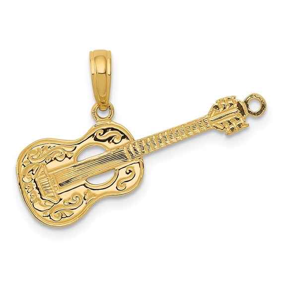 10K Guitar Pendant Yellow Gold