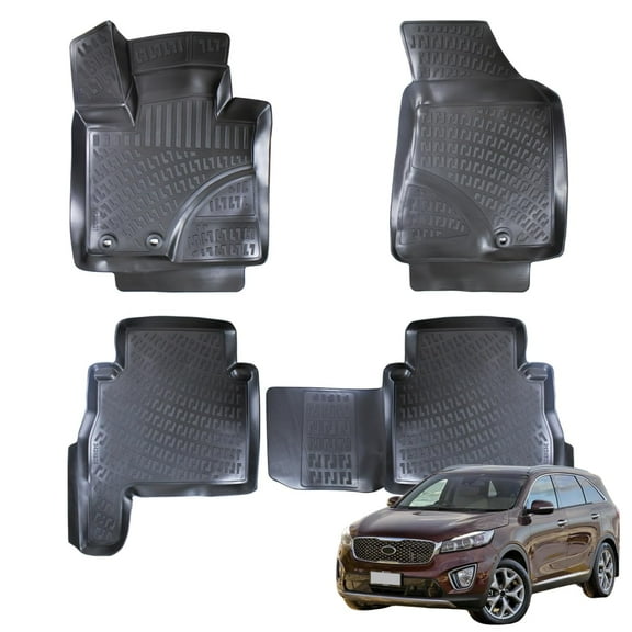 BMY MOTORS Car Floor Mats Liner Compatible for Kia Sorento 2010-2015 | Front & 2nd Row Seat | Waterproof | All Weather | Durable, Black