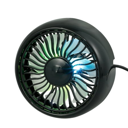 

Fyeme Air Vent Mounted USB Fan Mini Electric Car Fan Air Conditioner Fan with Colorful Light 360° Rotatable Car Auto Powerful Cooling Air Fan for SUV Truck Auto Vehicles 3 Speeds
