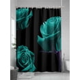 thumbnail image 5 of Fsddascl Teal Blue Rose Shower Curtain Set - Small 36" x 72" Washable Bathtub Curtain with 12 Hooks, Vintage Abstract Garden Flower Floral Black Waterproof Fabric Stall Shower Curtains for Bathroom, 5 of 6