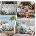 thumbnail image 5 of Green Pumpkin Outdoor Waterproof Pillow Covers, Thanksgiving Eucalyptus Leaves Wood Grain Decorative Square Throw Pillowcase Sofa Cushion Sham for Patio/Couch/Chair, 24"x24" 2 Pack, 5 of 8