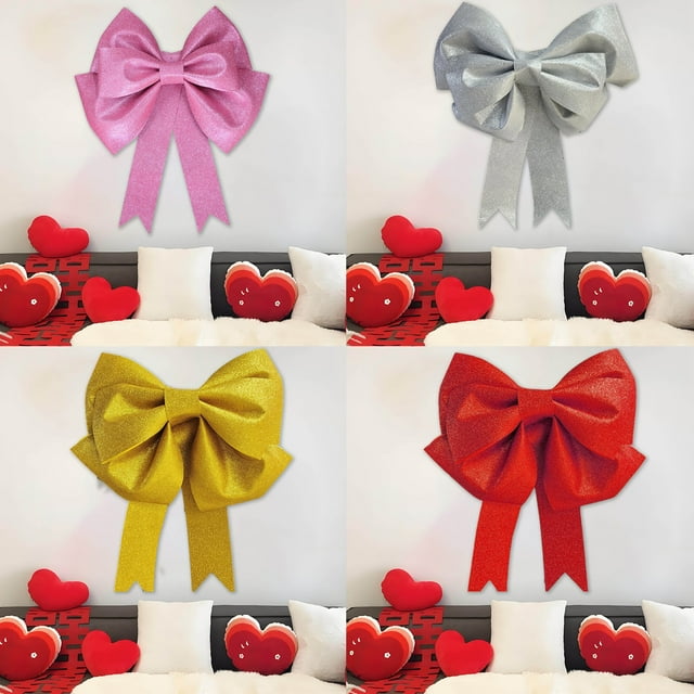 Adorno de Lazo Dorado para Fiestas Navideñas, Material Eva, Paquete de 35 X 30 X 3 Cm | Fácil de Armar y Guardar | Decoración Navideña Diy