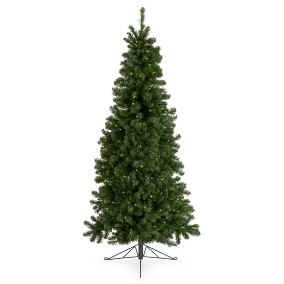 Home Heritage Half Pine 7' Pre-Lit Artificial Christmas Tree, 150 White LED