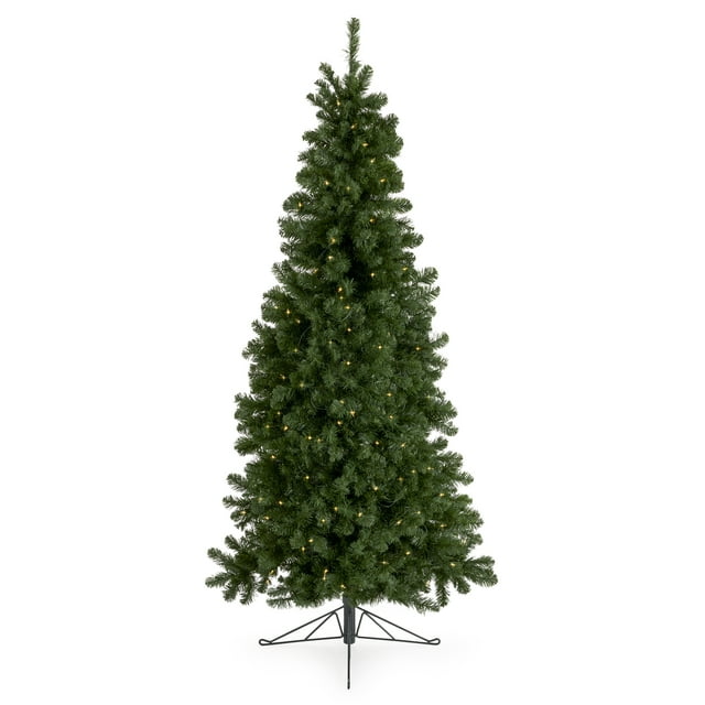 Home Heritage Half Pine 7' Pre-Lit Artificial Christmas Tree, 150 White LED