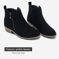 thumbnail image 5 of Women's Ankle Boots Thick Low Heel Black Nubuck Zipper Round Toe Fashion Bootie for Women, 5 of 6