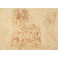 thumbnail image 2 of Cesare da Sesto 24x18 Black Ornate Framed Double Matted Museum Art Print Titled: The Swooning Virgin Supported by Three Holy Women and Three Studies of Men (1510), 2 of 5