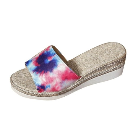 

Vuygyu New Wedge Slippers Platform Slippers Thick Soles Fashionable Foreign Trade Large Size Beach Slippers Ready Made Women s Slippers Wild Diva Sandals for Women Womens S Sandals Size 9 for Women