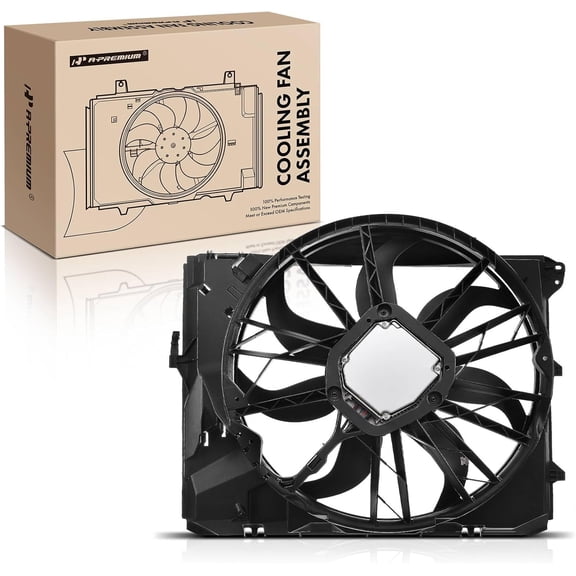 A-Premium Radiator Cooling Fan Assembly 600W Replacement for BMW E82 E84 E87 E88 E90 E91 128i 325i 328i 328xi 330i 2006-2013 N52N Engine Code Only