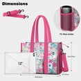 thumbnail image 5 of Teacher Tote Bag,Pioneer Flower Floral Print Pattern Teacher Utility Tote Bag,Large Work Tote Bags for Women with Multiple Pockets,Top Zipper Closure,13.8x10.6x6.7 Inch, 5 of 5