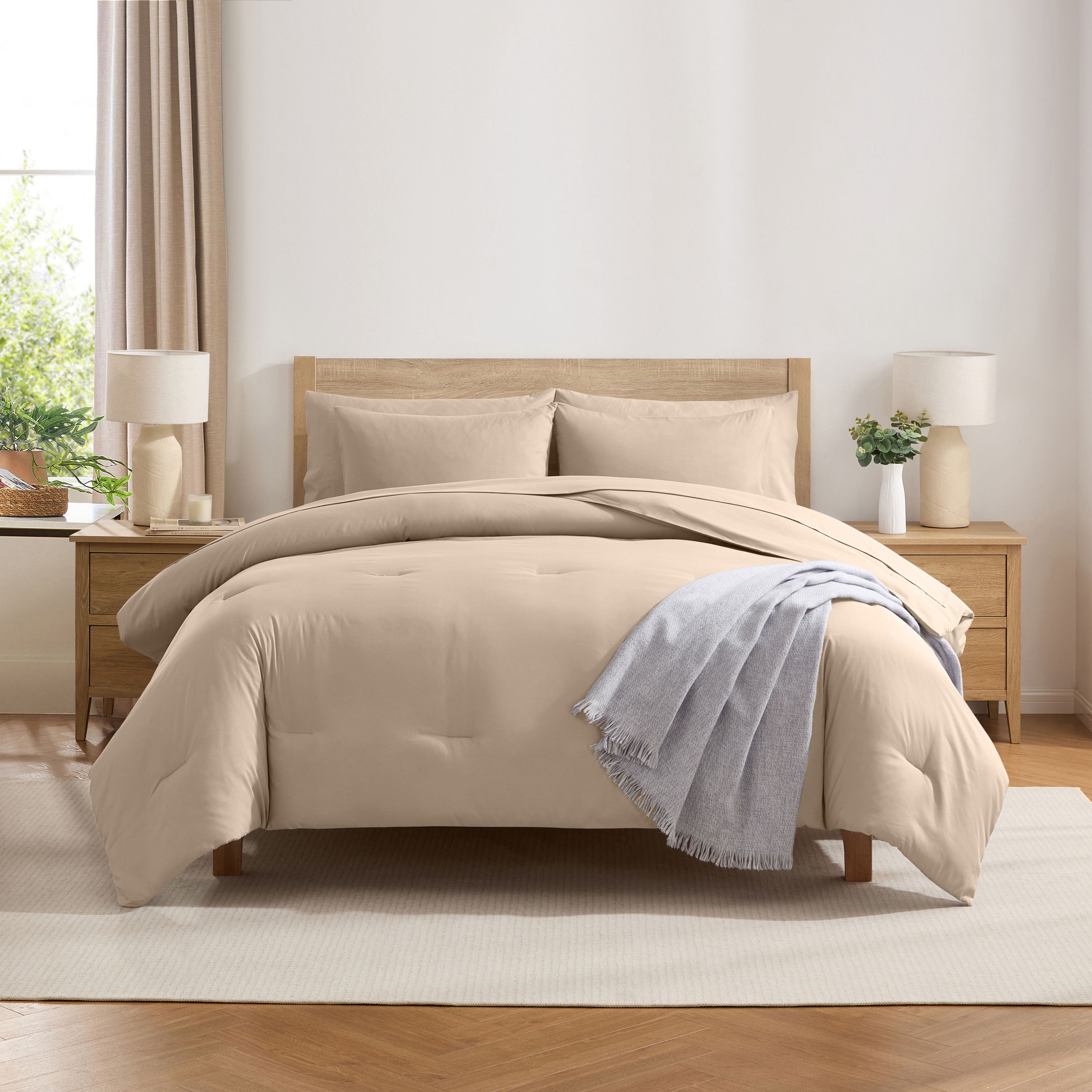 LammaLoe Full Comforter Set, 7 Piece Bed in a Bag, Ultra Soft Bedding Comforter Set with Sheets, All Season Bed Set, Dune Sand