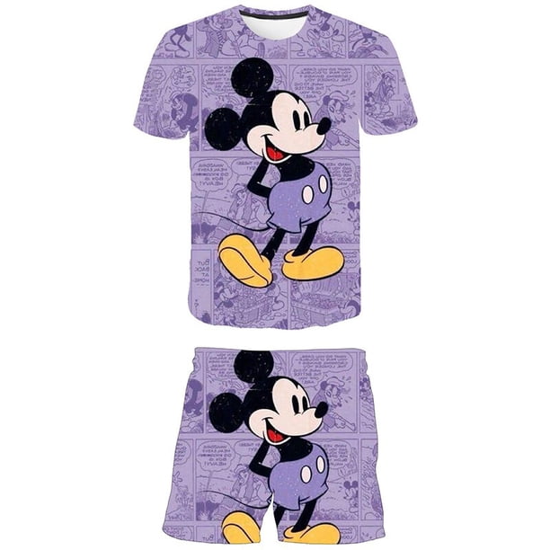 Conjuntos de ropa de Mickey para niñas Camisetas para niños amp; Pantalones cortos Ropa para niños Trajes de manga corta Trajes Serie Disney Trajes 2pcs4T Gao Jinjia LED
