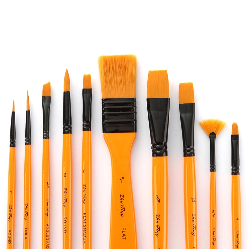 Nylon Hair Fine Detail Artist Paint Brush Set Soft Grip Acrylic Water Oil FI 