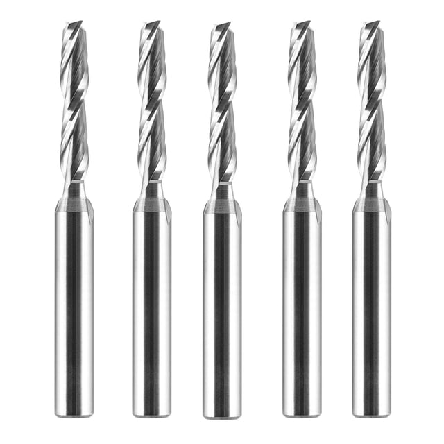 SpeTool 5PCS 3/16" Upcut CNC Router Bits Set 1/4" Shank Carbide Spiral End Mill Plunge Cut Wood Slot Inlay Engraving bits