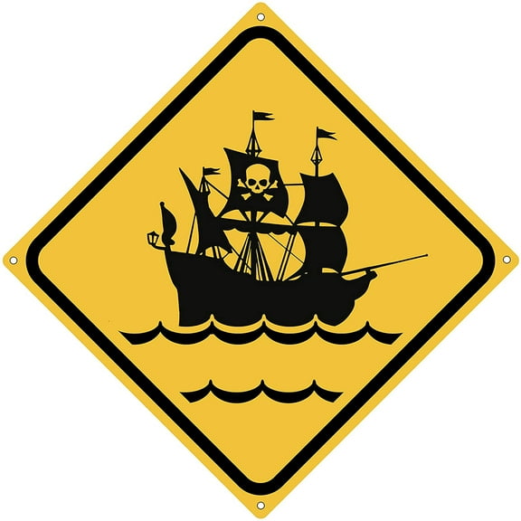 Pirate Ship Crossing 12" x 12" Tin Road Sign