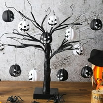 Sulaicai 12 Pcs Halloween Hanging Tree Ornaments - 2 Inch Cute Black and White Pumpkin Lantern Decoration Mini Plastic Halloween Tree Home Decorations for Holiday Party Decor
