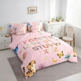 thumbnail image 3 of Feelyou Pink Monogrammed Comforter Set 7pcs, Giraffe Tiger Animal Queen Bedding Sets, 3 of 8