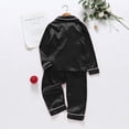 thumbnail image 6 of SUXIAN Family Matching Christmas Pajamas Satin Solid Button Sleepwear Nightwear Soft Top Pants Two Piece Set, 6 of 8