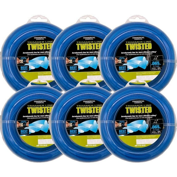 Arnold Economy Line 220 ft x .065 in Commercial Twisted Universal Trimmer Line for Weedeater | Replacement for Echo Black Diamond 330095071, 330095073 and More | Weed Eater String | 6 Pack