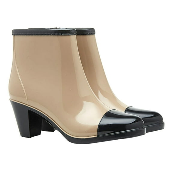 Raindrops 1 Pair Fashion High Heel Rain Shoes with Side Zipper Anti Skid Short Boots