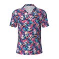 thumbnail image 2 of Daiia flower Skull leaf colorful Pattern Men’s Polo Shirts,Solid Deck Shirt,Classic Fit, Breathable Cotton Polo for Casual and Sport Wear-Large, 2 of 7