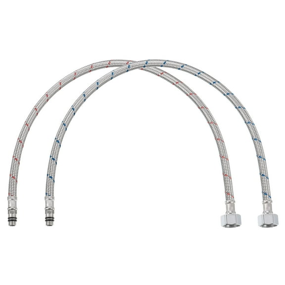 Uxcell 24" Faucet Supply Line Connector, G1/2 Female x M10 Male Braided 304 Stainless Steel Water Supply Hoses, 2 Pack