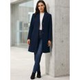 thumbnail image 2 of DARING DIVA Women's Winter Single Breasted Peacoat Notched Lapel Button Down Overcoat M Dark Blue, 2 of 8