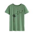thumbnail image 4 of Xuanfei Women Floral Dandelion Paw Print Short Sleeve Round Neck T-Shirt, 4 of 8