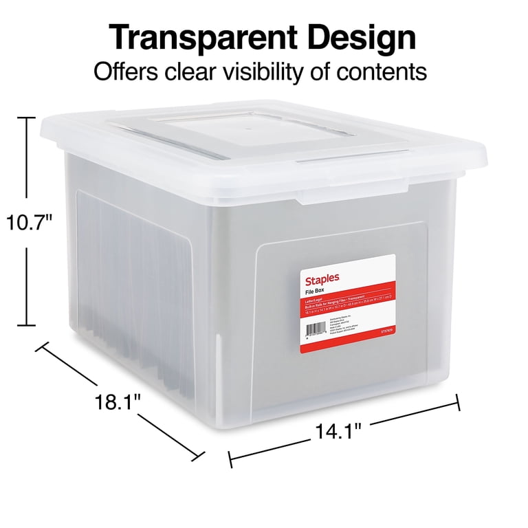 Staples Plastic Hanging File Storage Box, Clear, Stackable photo 6