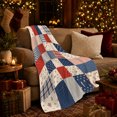 thumbnail image 3 of Rustic Patriotic Patchwork Square, Cozy Artistic Scene, Warm Flannel Blanket for Cabin and Lodge with Detailed Artwork, Celestial Art Lovers Housewarming Gift, Artistic Home Decor, 3 of 9
