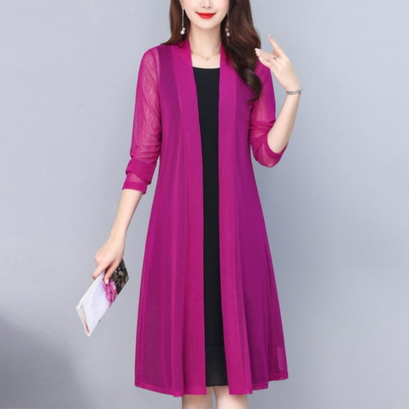 LIBRCLO Womens Swimsuit Cover-ups Transparent Sunscreen Dresses Summer Solid Color Shirt Cardigan