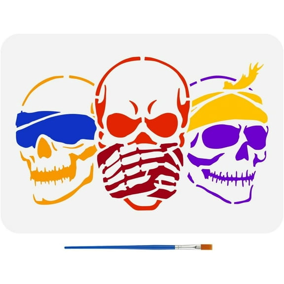 1pc Plastic Hollow Out Drawing Painting Stencils Templates for Painting on Scrapbook Fabric Tiles Floor Furniture Wood Skull 29.7x21cm