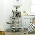 thumbnail image 2 of PawHut Arbre à Chat pour Chats d'Intérieur avec Condo pour Chat, Hamac, Lit, Gris Pâle, 2 of 10