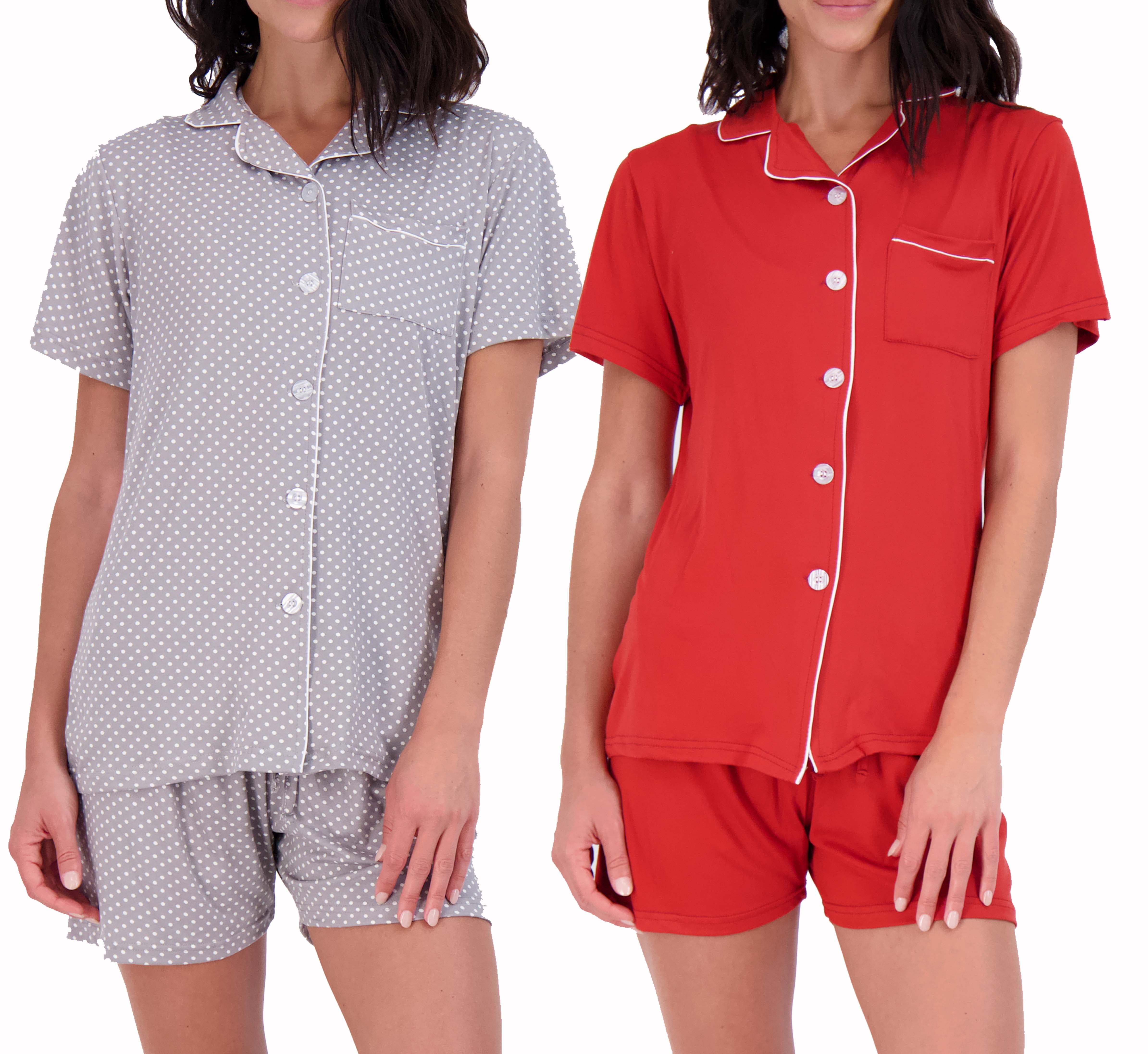 YAMTHR Summer Women Pajamas Set Long Sleeve Tops Elastic Drawstring Shorts Pant PJ Set 2 Piece Sleepwear Casual Nightwear