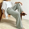 thumbnail image 5 of Mifsaly Womens Striped Pants Wide Leg Lounge Pants Elastic Waist Relaxed Fit Pajama Sleep Trousers for Home and Beach Vacation Green,M, 5 of 5