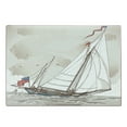 thumbnail image 1 of Vintage Cutting Board, Illustration of a Retro View of Antique American Yacht with Flags Ocean, Decorative Tempered Glass Cutting and Serving Board, Large Size, Pale Grey Tan White, by Ambesonne, 1 of 1