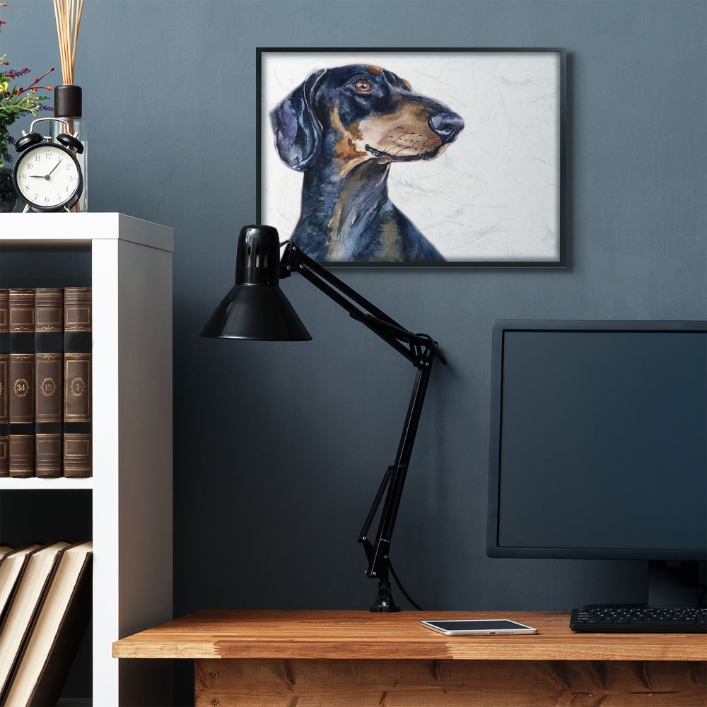 Stupell Industries Dachshund Dog Pet Animal Watercolor Painting Framed Giclee Texturized Art by George Dyachenko