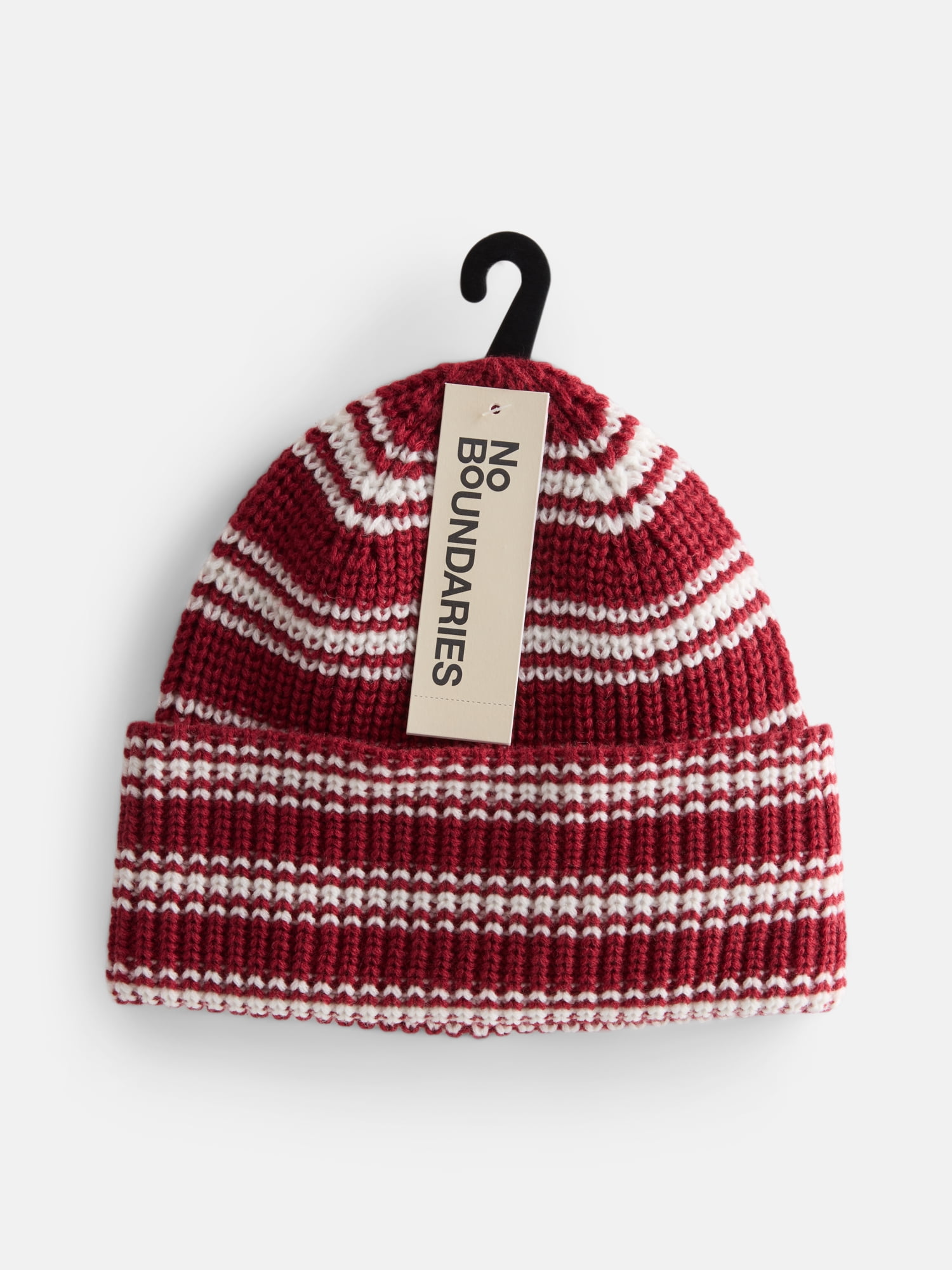 No Boundaries Women's Ribbed Knit Striped Beanie