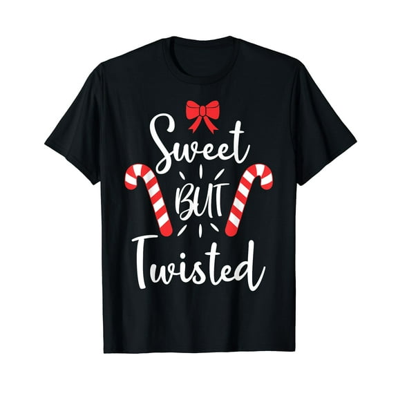 Sweet But Twisted Christmas Xmas Candy Canes T-Shirt Black