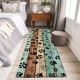 thumbnail image 4 of Runner Rug 2'x6', Teal Blue Brown Washable Non-Slip Hallway Runner Rugs, Rustic Farmhouse Dog Paw Vintage Bedside Rugs Floor Mats Carpet Runners for Kitchen Bathroom Laundry Room, 4 of 8