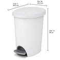 thumbnail image 2 of Sterilite Small Bathroom Trash Can, 2.6 Gallon Plastic Garbage Bucket Bin with Step Lid, White, 2 of 11