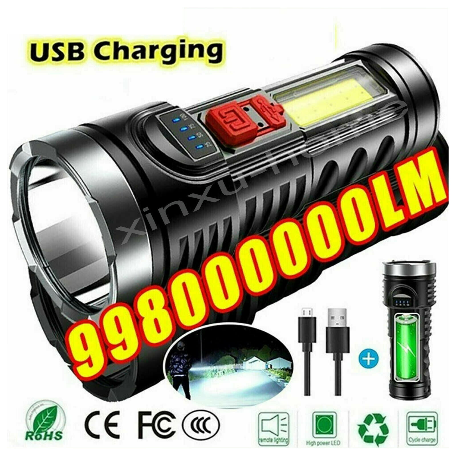 Super bright Tactical flashlight battery Rechargeable waterproof Work Torch G19 