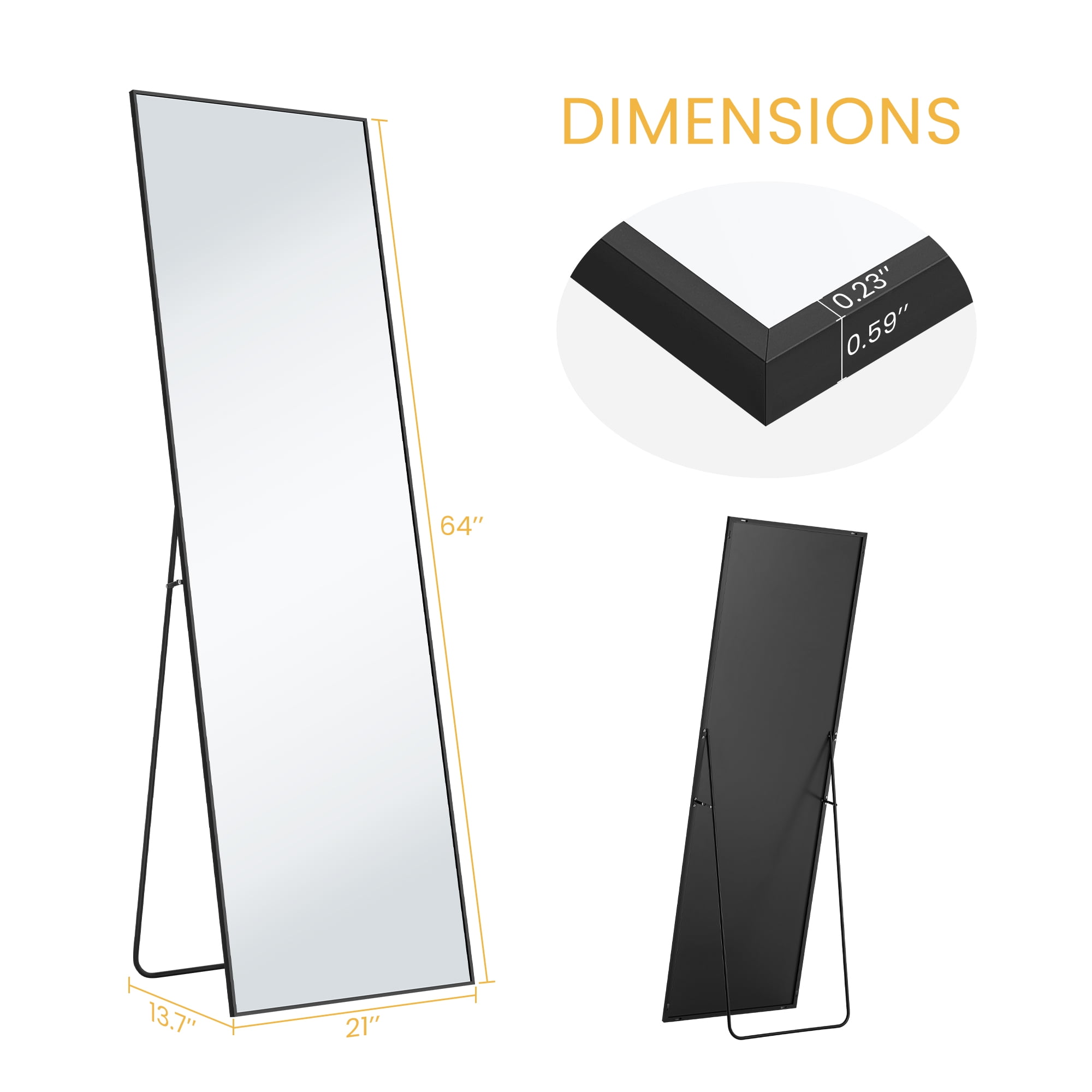 EDX Full Length Mirror 64"x21" Full Body Mirror Rectangle Free Standing Wall Mounted Leaning Hanging(图5)