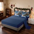 thumbnail image 4 of Manfei Sleigh Twin Bedding 7pcs Christmas Bedding Comforter Set, Black Green, Navy Reversible, 4 of 6