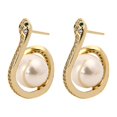 thumbnail image 1 of Pendientes de perlas pequeñas de viento de lujo ligeros en forma de serpiente pendientes simples al por mayor pendientes coreanos de alta calidad, 1 of 5