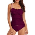 thumbnail image 2 of Ayolanni Twist Front Tankini Swimsuits for Women High Cut Two Piece Solid Swimwear Summer Push-Up Beach Bathing Suit Tank Tops with Board Shorts Red XL, 2 of 5