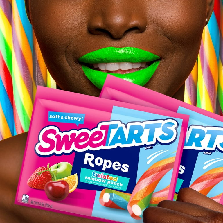 Sweetarts Candy, Twisted Rainbow Punch, Soft & Chewy, Ropes - 9 oz